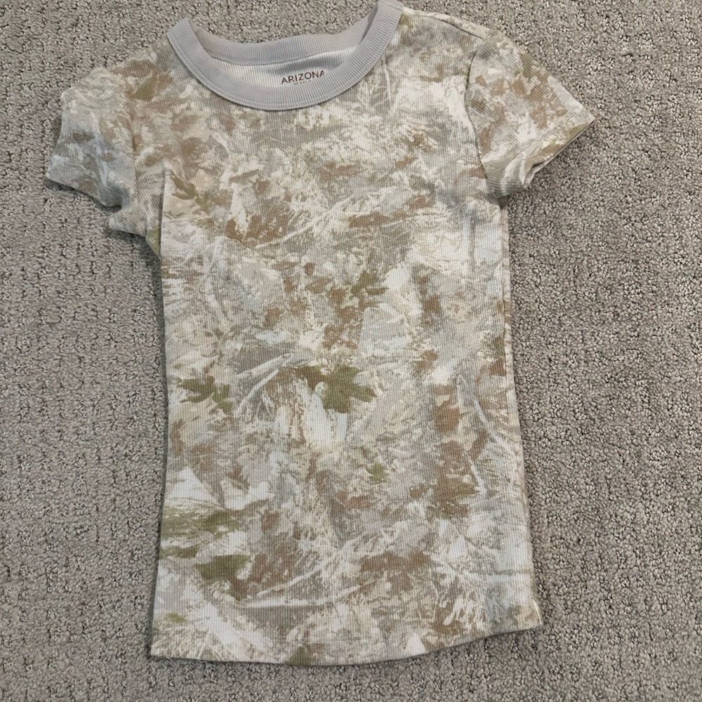 Arizona Jean Company Short Sleeve Camo Print Tee - Cream, Tan & Olive